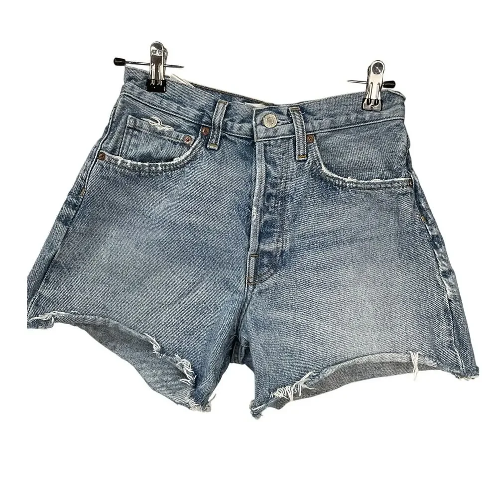 Agolde Vintage Blue Parker Denim Shorts Size 24 - Picture 2 of 5